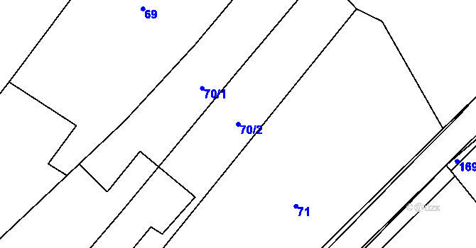 Parcela st. 70/2 v KÚ Slatinky, Katastrální mapa
