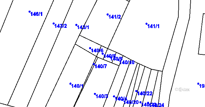 Parcela st. 140/8 v KÚ Slatinky, Katastrální mapa