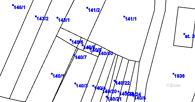 Parcela st. 140/10 v KÚ Slatinky, Katastrální mapa