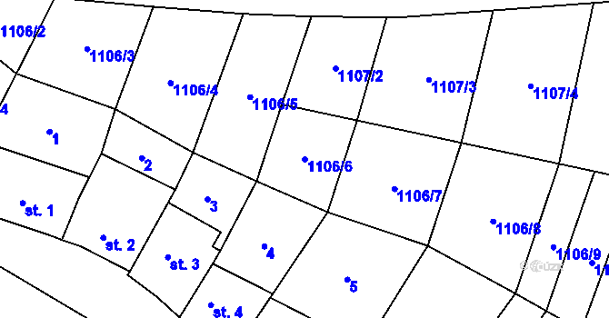 Parcela st. 1106/6 v KÚ Slatinky, Katastrální mapa