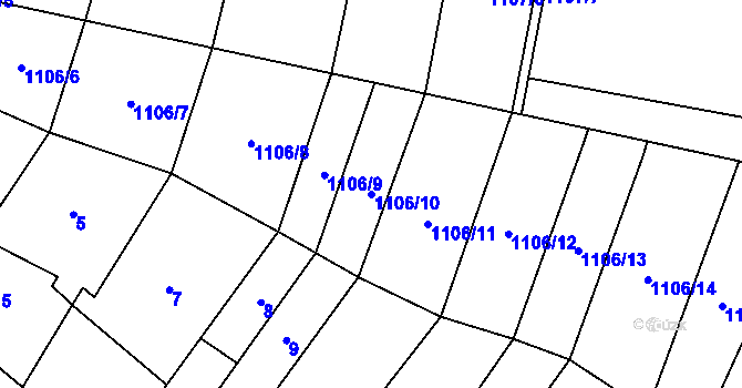 Parcela st. 1106/10 v KÚ Slatinky, Katastrální mapa