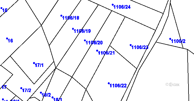 Parcela st. 1106/21 v KÚ Slatinky, Katastrální mapa
