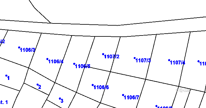 Parcela st. 1107/2 v KÚ Slatinky, Katastrální mapa