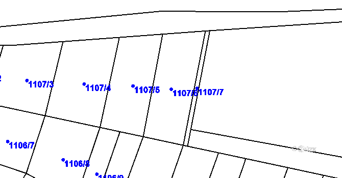 Parcela st. 1107/6 v KÚ Slatinky, Katastrální mapa
