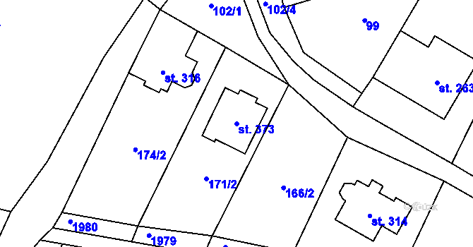 Parcela st. 373 v KÚ Slatinky, Katastrální mapa
