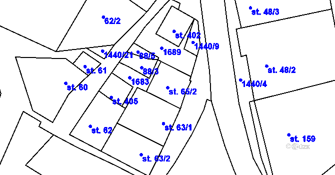 Parcela st. 65/2 v KÚ Slatinky, Katastrální mapa