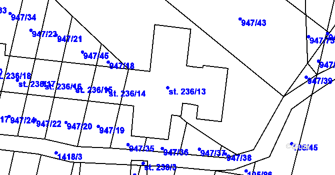 Parcela st. 236/13 v KÚ Slatinky, Katastrální mapa