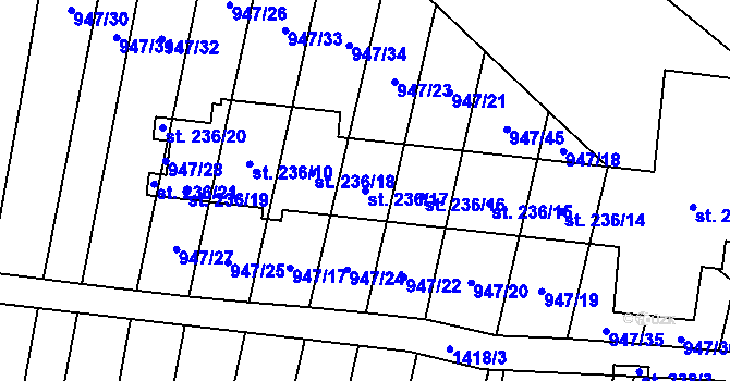 Parcela st. 236/17 v KÚ Slatinky, Katastrální mapa