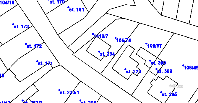 Parcela st. 394 v KÚ Slatinky, Katastrální mapa