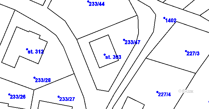 Parcela st. 393 v KÚ Slatinky, Katastrální mapa