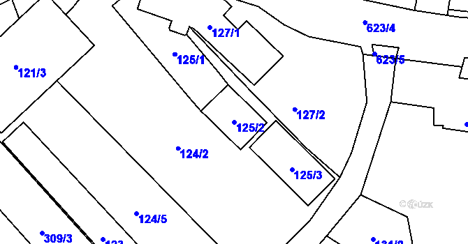 Parcela st. 125/2 v KÚ Milíčeves, Katastrální mapa