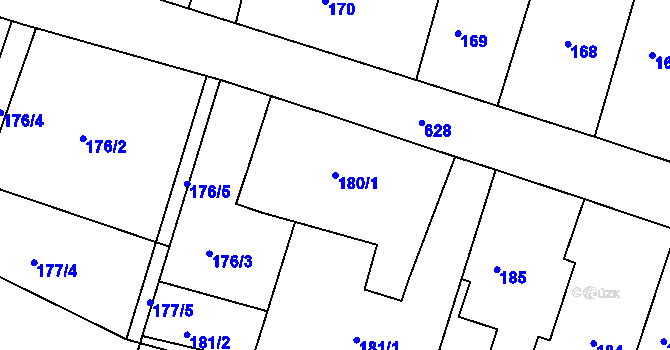 Parcela st. 180/1 v KÚ Milíčeves, Katastrální mapa