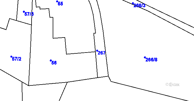 Parcela st. 267 v KÚ Milíčeves, Katastrální mapa