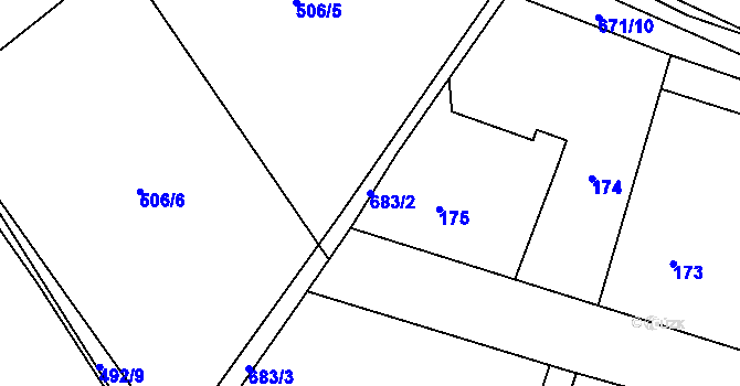 Parcela st. 683/2 v KÚ Milíčeves, Katastrální mapa