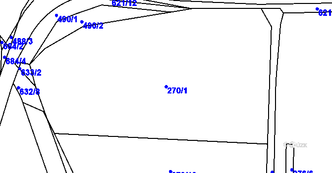 Parcela st. 270/1 v KÚ Milíčeves, Katastrální mapa