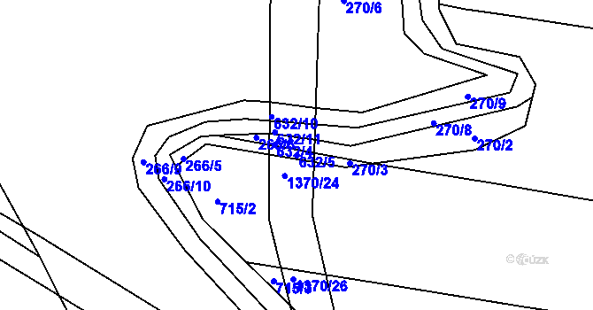 Parcela st. 632/5 v KÚ Milíčeves, Katastrální mapa