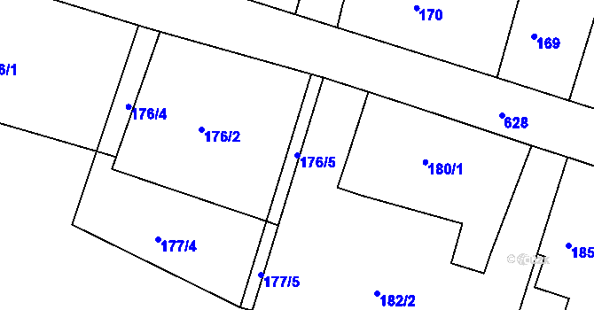 Parcela st. 176/5 v KÚ Milíčeves, Katastrální mapa