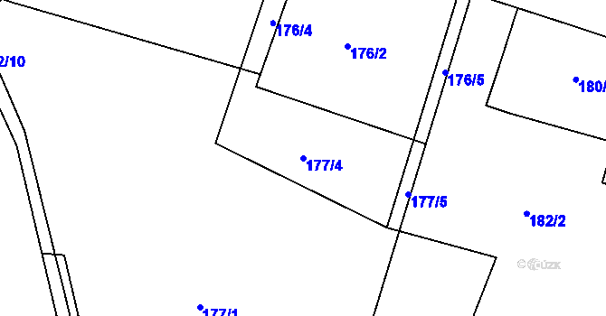 Parcela st. 177/4 v KÚ Milíčeves, Katastrální mapa