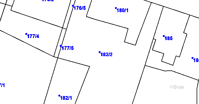 Parcela st. 182/2 v KÚ Milíčeves, Katastrální mapa