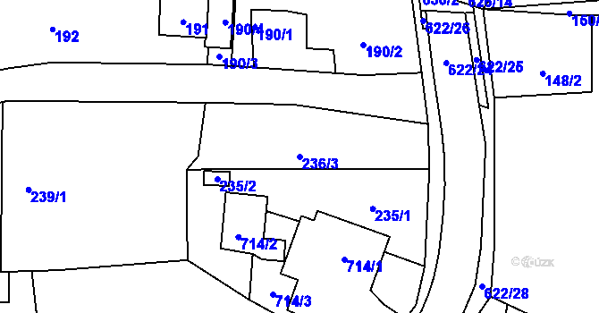 Parcela st. 236/3 v KÚ Milíčeves, Katastrální mapa