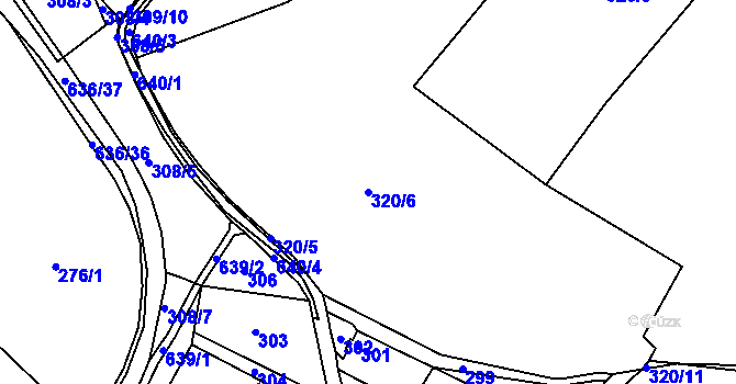 Parcela st. 320/6 v KÚ Milíčeves, Katastrální mapa