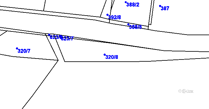 Parcela st. 320/8 v KÚ Milíčeves, Katastrální mapa