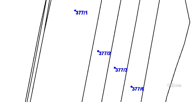 Parcela st. 377/2 v KÚ Milíčeves, Katastrální mapa