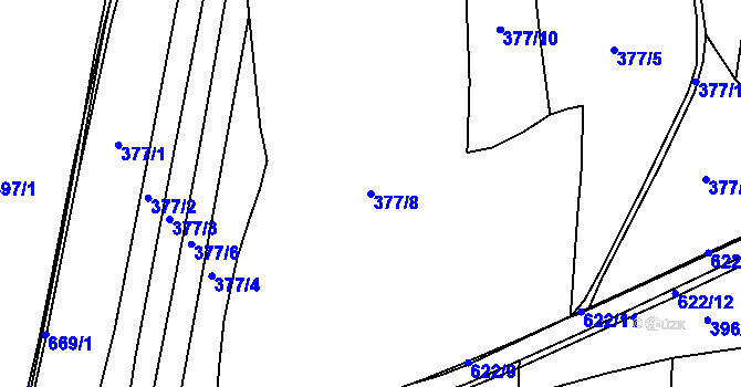 Parcela st. 377/8 v KÚ Milíčeves, Katastrální mapa