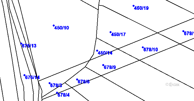 Parcela st. 450/14 v KÚ Milíčeves, Katastrální mapa