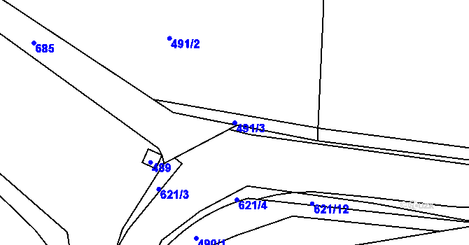 Parcela st. 491/3 v KÚ Milíčeves, Katastrální mapa