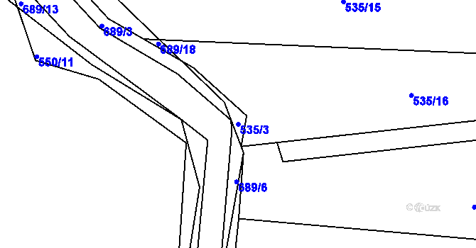 Parcela st. 535/3 v KÚ Milíčeves, Katastrální mapa