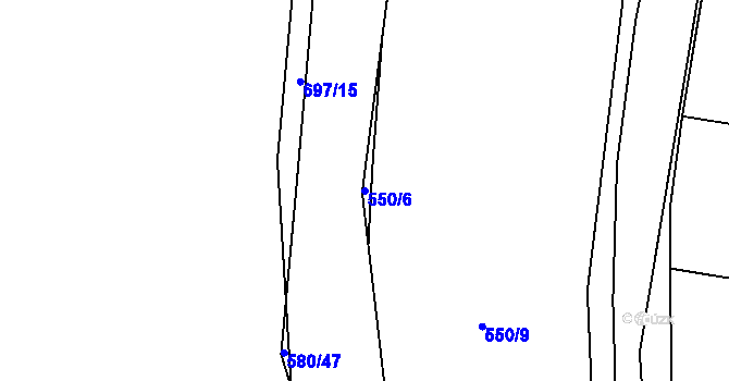 Parcela st. 550/6 v KÚ Milíčeves, Katastrální mapa