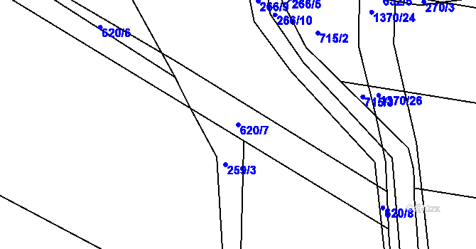 Parcela st. 620/7 v KÚ Milíčeves, Katastrální mapa