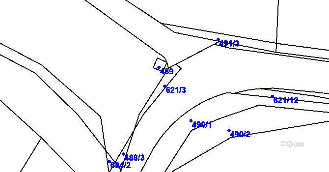Parcela st. 621/3 v KÚ Milíčeves, Katastrální mapa