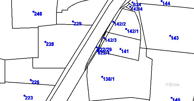 Parcela st. 622/1 v KÚ Milíčeves, Katastrální mapa