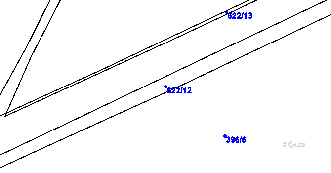 Parcela st. 622/12 v KÚ Milíčeves, Katastrální mapa