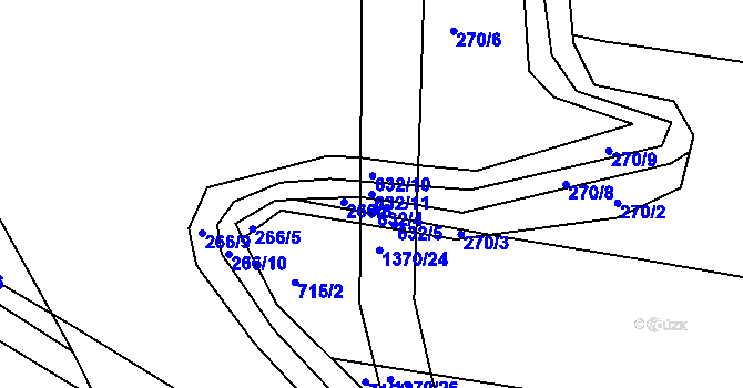 Parcela st. 632/11 v KÚ Milíčeves, Katastrální mapa