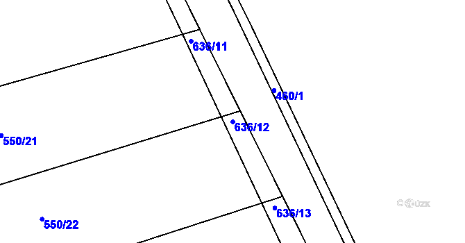 Parcela st. 636/12 v KÚ Milíčeves, Katastrální mapa