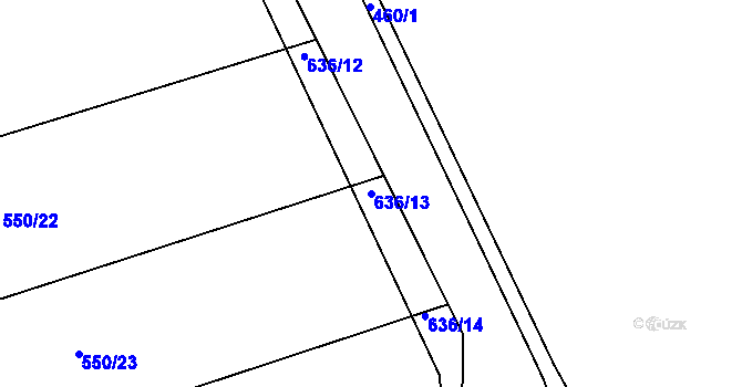 Parcela st. 636/13 v KÚ Milíčeves, Katastrální mapa