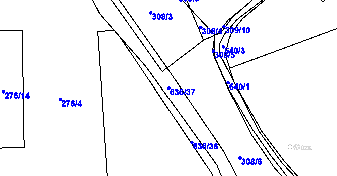 Parcela st. 636/37 v KÚ Milíčeves, Katastrální mapa