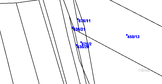 Parcela st. 676/2 v KÚ Milíčeves, Katastrální mapa