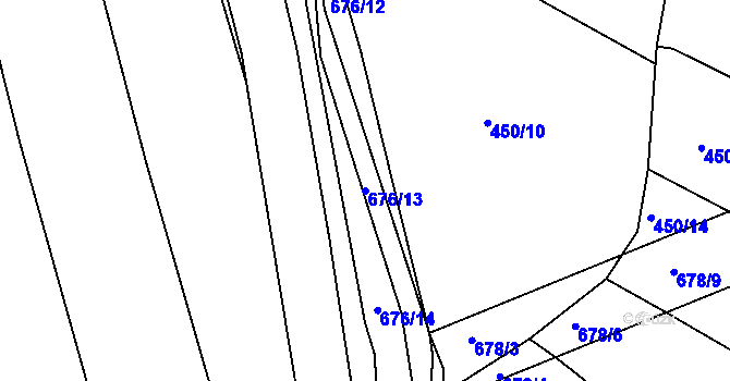 Parcela st. 676/13 v KÚ Milíčeves, Katastrální mapa