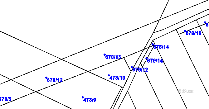 Parcela st. 678/13 v KÚ Milíčeves, Katastrální mapa