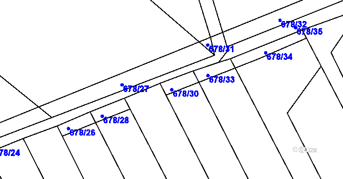 Parcela st. 678/30 v KÚ Milíčeves, Katastrální mapa