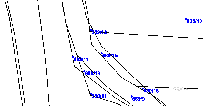Parcela st. 689/15 v KÚ Milíčeves, Katastrální mapa