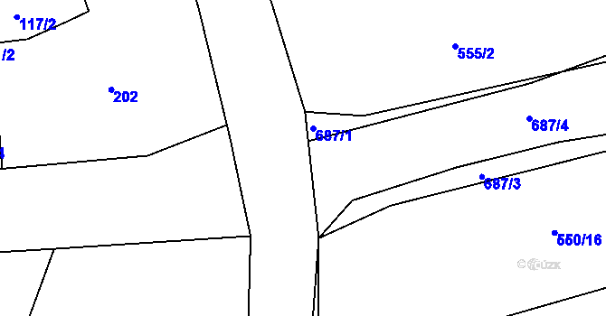 Parcela st. 697/6 v KÚ Milíčeves, Katastrální mapa