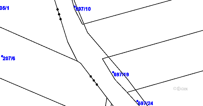 Parcela st. 697/14 v KÚ Milíčeves, Katastrální mapa
