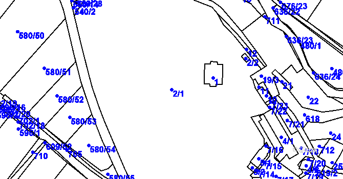Parcela st. 2/1 v KÚ Milíčeves, Katastrální mapa