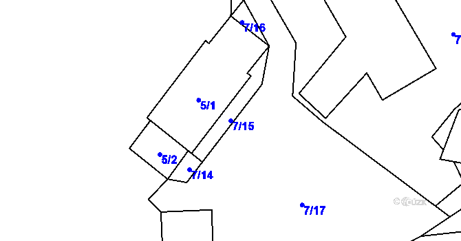 Parcela st. 7/15 v KÚ Milíčeves, Katastrální mapa