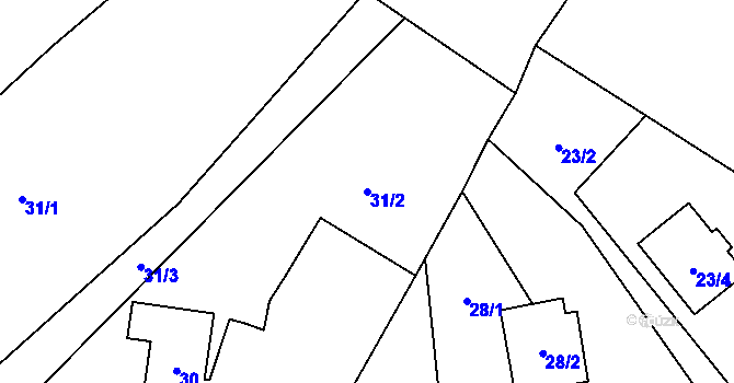 Parcela st. 31/2 v KÚ Slatiny, Katastrální mapa